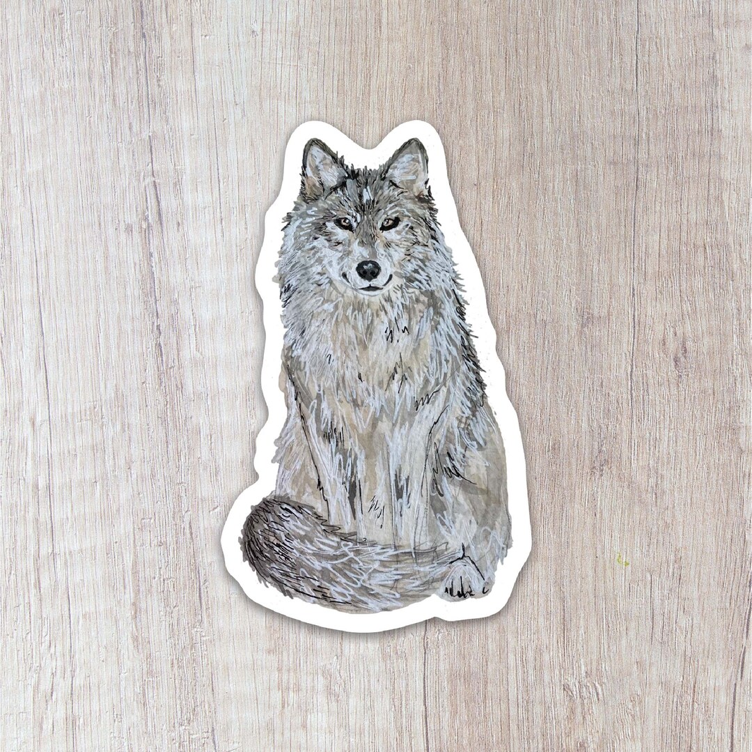 Gray Wolf Vinyl Sticker - Etsy