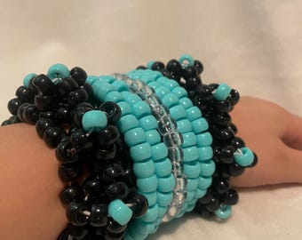 Rotating Kandi Cuff Blue and Black