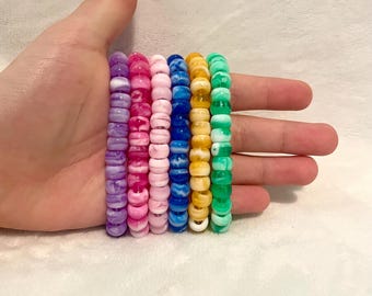 Colorful Kandi Marbled Bracelets 6 Options (Pony Bead Bracelets)