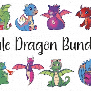 Lindo paquete de dragón SVG, Fantasía SVG, Dragón para niños, Lindo animal mítico SVG, Dragón de dibujos animados Svg, Dragón para niños Svg, Dragón Clipart, Dragón
