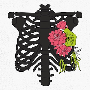 Rib Cage Floral SVG, Rib Cage, Floral SVG, Ribcage Flowers svg file, Skeleton Flower Svg, Rib Cage Floral Svg, Skeleton Ribs Bones Svg