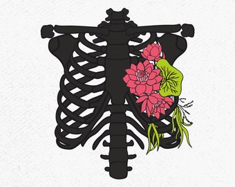 Floral ribbenkast SVG, skelet bloem gesneden bestand