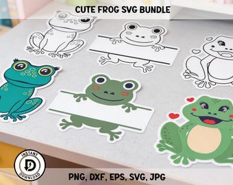 Süßer Frosch SVG, Frosch Bundle SVG, Frosch Monogramm SVG, Frosch SVG, Split Frosch SVG, Frosch Blumen SVG, Floral Frosch SVG, süßer Frosch SVG, Frosch Clipart