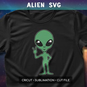Cute Alien SVG, Funny Alien Cricut-bestand, UFO SVG, Retro Alien Design, Outer Space Cut-bestand, sublimatie PNG, leuke clipart van digitale bestanden