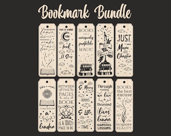 Lesezeichen Bundle, Lesezeichen SVG, Lesezeichen Laser Cut, Laser Cut-Dateien, Lesezeichen Zitat svg, Druckbares Lesezeichen, Lesezeichen Label Tags, Lesezeichen