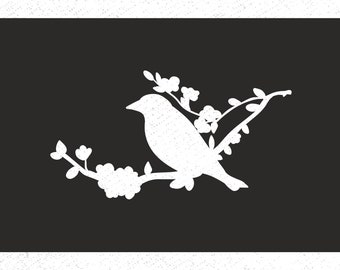 Slaced Decals Set 4 Adesivi Uccelli Su Filo E Ramo – Vinile Bianco Oracal 651, 10,2 Cm