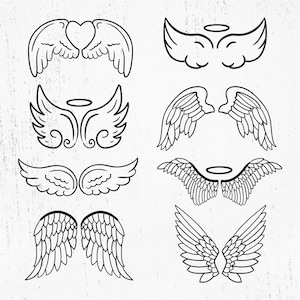 Paquet de svg d’ailes d’ange, ailes célestes svg, paquet d’ailes de chérubin, art numérique d’ailes angéliques, ailes de plumes svg, paquet d’ailes de séraphin
