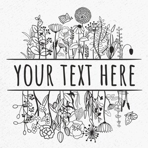 Floral border svg, floral frame bundle svg, flower border svg, floral monogram svg, botanical svg, Bouquet svg, hand drawn svg, field plants