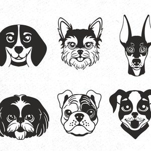 Hundekopf SVG Bundle, Hunderasse SVG Bundle, Dogface SVG, Hundekopf Schnittdatei, Exclusive, Zeichnung, Malteser, Yorkshire, Dobermann, Bulldogge, Beagle