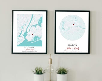 Custom City Map Print, Anniversary Gift, Personalized Map (Digital Download)