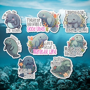 Funny Manatee Stickers Vinyl Water Resistant