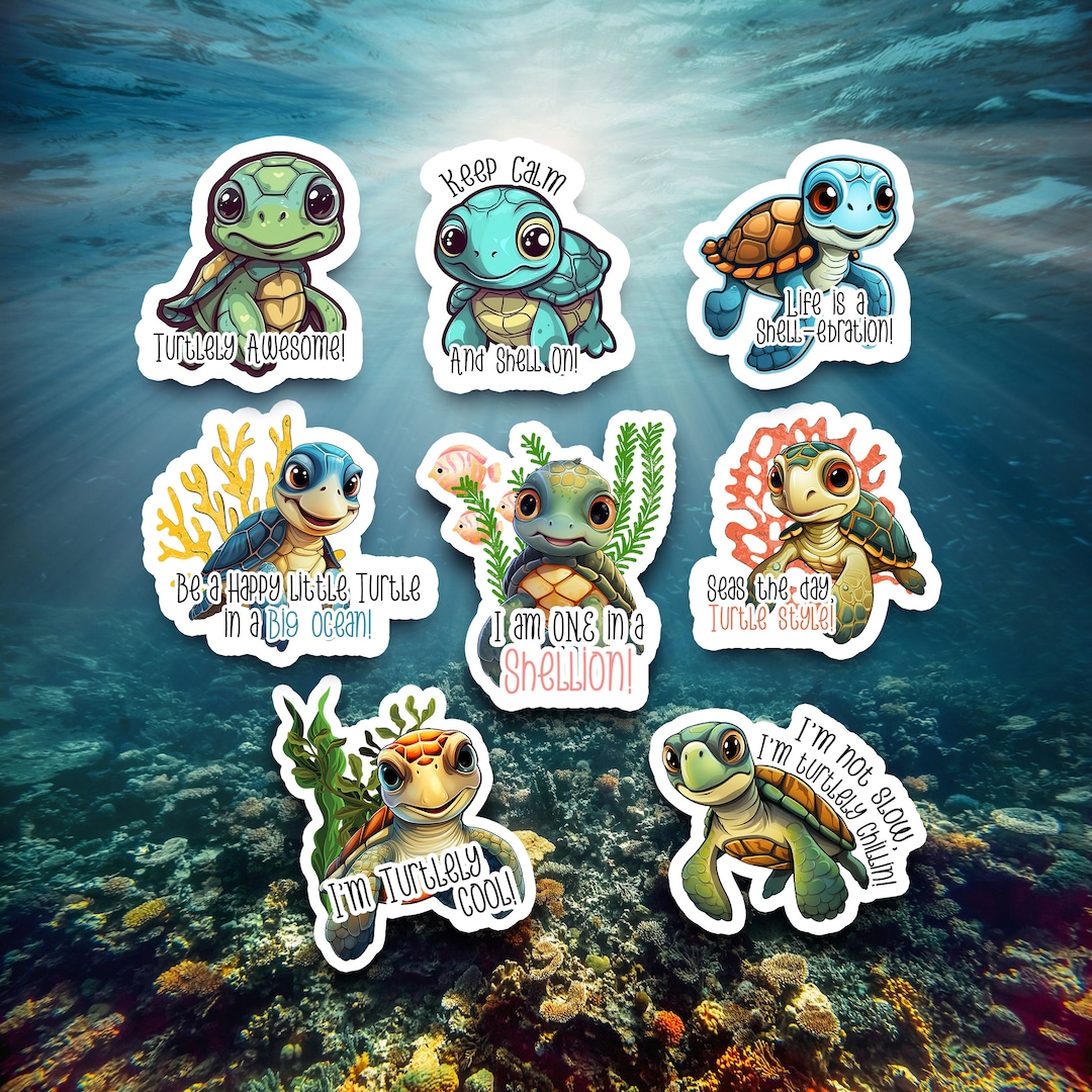 Funny Sea Turtle Stickers Vinyl Water Resistant - Etsy