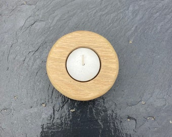 Oak wooden tea light holder