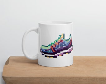 Pixel Shoes Running Mug - Retro Gamer-Inspired Design for Active Runners