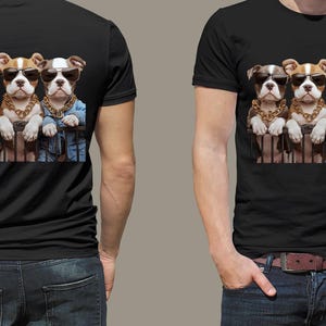 Cool Pitbull Pups with Shades and Gold Chains for any T-Shirt Design (Available in PNG and SVG formats :2025