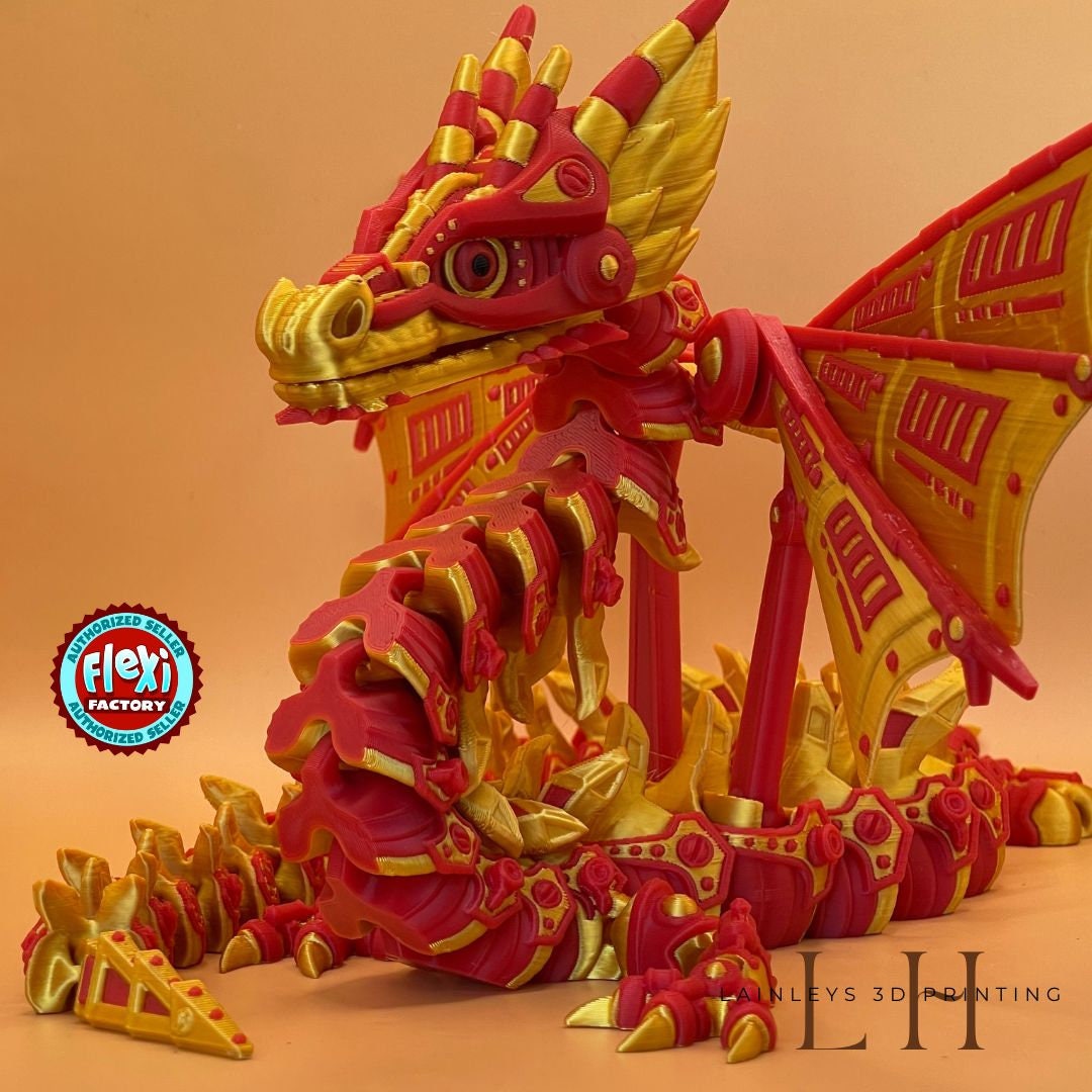 3D Printed Articulating Dragon 27 Inch Flexi Factory Exclusive Sea Dragon  Crystal Dragon Giant Flexible Fidget Toy Articulated Cinderwing 