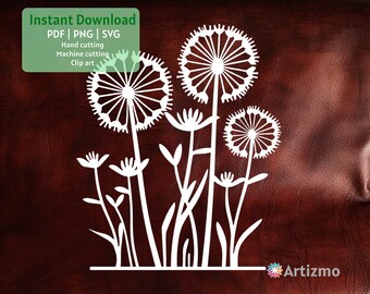 Dandelions Template | PDF and PNG for Hand cutting | SVG for Cricut and Silhouette | Instant Download