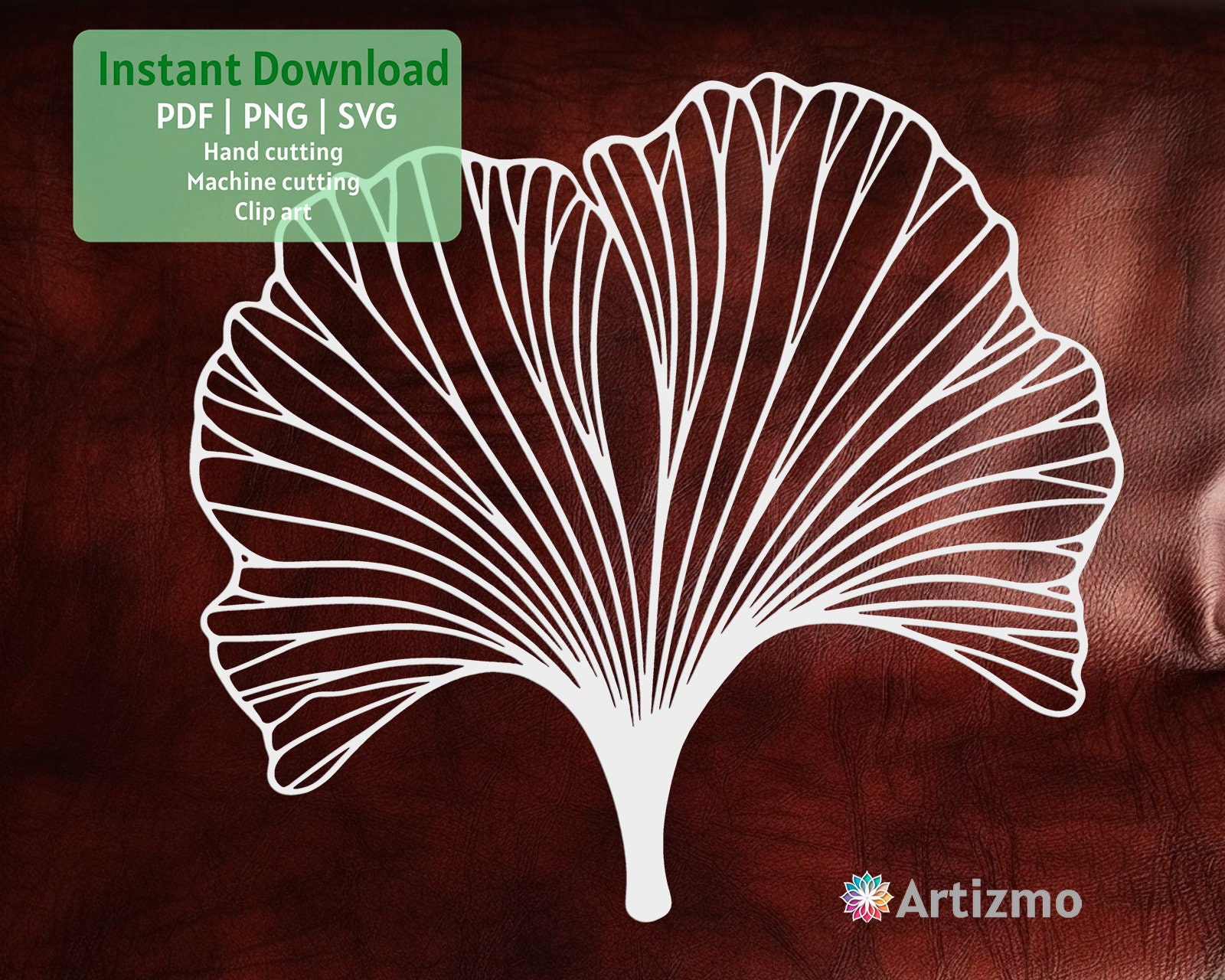 Gingko Leaf Template |  PDF and PNG for Hand cutting | SVG for Machine Cut | Instant Download