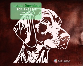 German Shorthaired Pointer Template |  PDF and PNG for Hand cutting | SVG for Machine Cut with Cricut and Silhouette | Instant Download