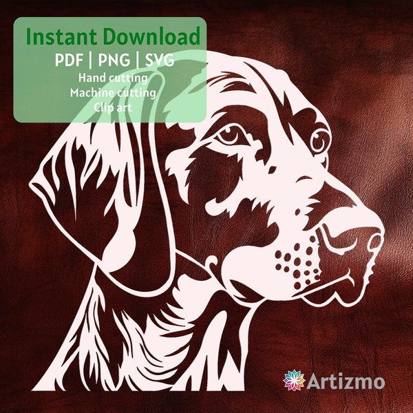 German Shorthaired Pointer Template |  PDF and PNG for Hand cutting | SVG for Machine Cut with Cricut and Silhouette | Instant Download