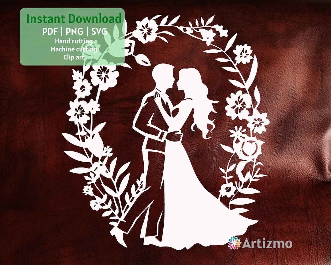 Floral Bride and Groom Template | PDF and PNG for Hand Cutting | SVG ...