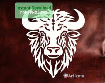 Buffalo Template | Kids Paper Cut | PDF and PNG for Hand cutting | SVG for Machine Cut