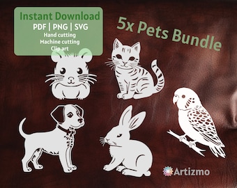 Pets Template Bundle |  PDF and PNG for Hand cutting | SVG for Machine Cut with Cricut and Silhouette | Instant Download