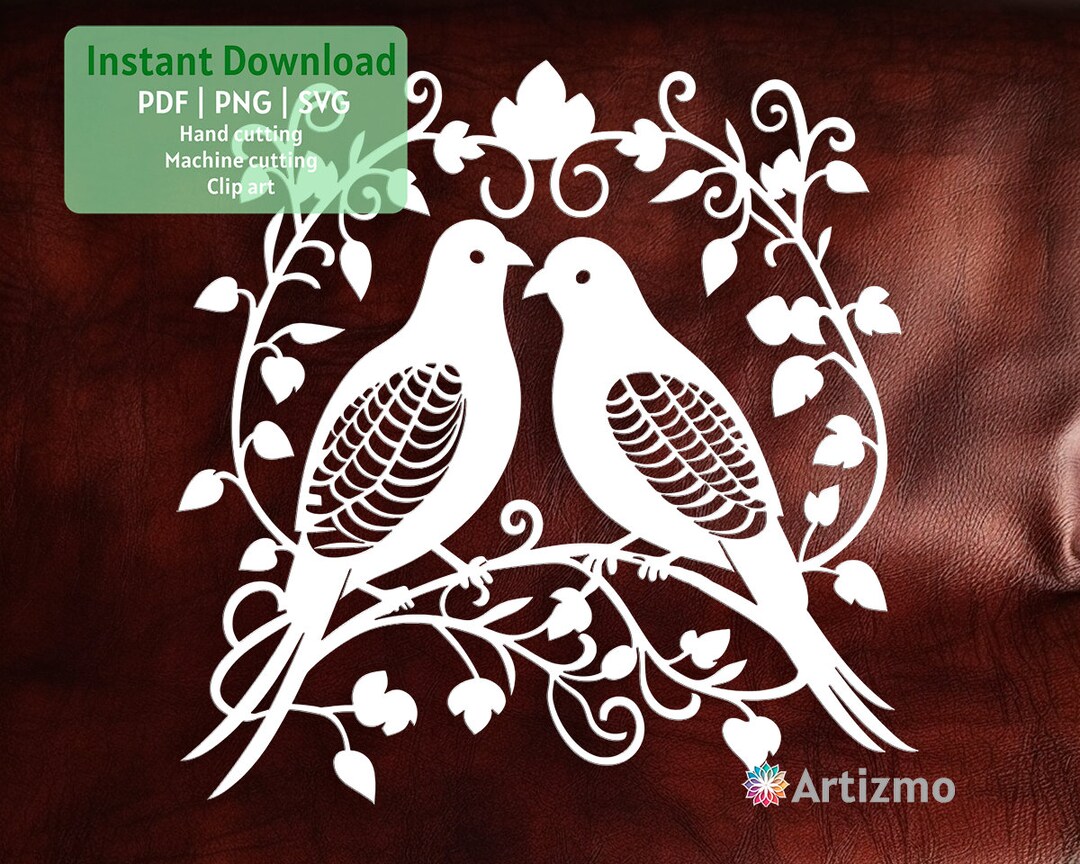 Love Birds Template | PDF and PNG for Hand Cutting | SVG for Cricut and ...