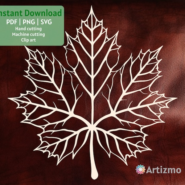 Maple Leaf Template |  PDF and PNG for Hand cutting | SVG for Machine Cut | Instant Download