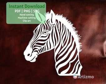 Zebra Template | Kids Paper Cut | SVG for Machine Cut with Cricut and Silhouette | PDF and PNG for Hand cutting