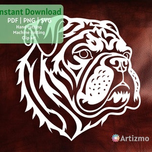 Bulldog Template |  PDF and PNG for Hand cutting | SVG for Machine Cut | Instant Download