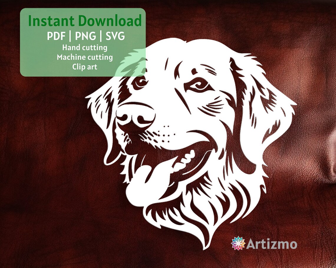 Golden Retriever Template PDF and PNG for Hand Cutting SVG for Machine