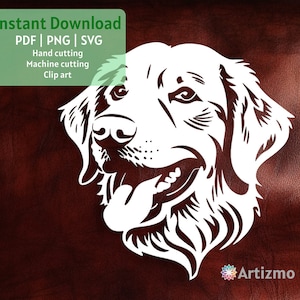 Golden Retriever Template |  PDF and PNG for Hand cutting | SVG for Machine Cut with Cricut and Silhouette | Instant Download
