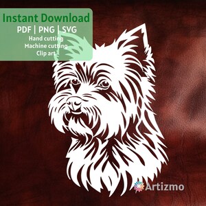 Yorkshire Terrier Template |  PDF and PNG for Hand cutting | SVG for Machine Cut with Cricut and Silhouette | Instant Download