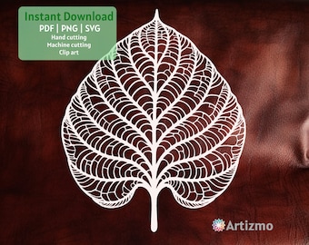 Leaf Template |  PDF and PNG for Hand cutting | SVG for laser cut or engraving | Instant Download