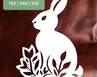 Easter Bunny Template |  PDF and PNG for Hand Cutting | SVG for Machine Cut with Cricut and Silhouette | Instant Download