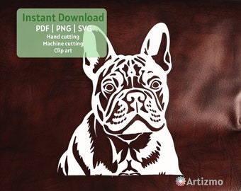 French Bulldog Template |  PDF and PNG for Hand cutting | SVG for Machine Cut