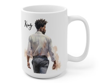 Taza de rey negro, taza de papá, regalo de hombre afroamericano, taza de café de hombres negros, empoderamiento de hombres, afrocéntrico, regalo de marido, rey, melanina,