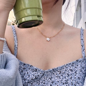 Star Pearl Paperclip Necklace