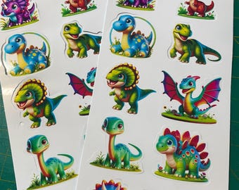 子供向けのかわいい恐竜ステッカー | 日記、スクラップブック、クラフト用のカラフルな恐竜ステッカーパック