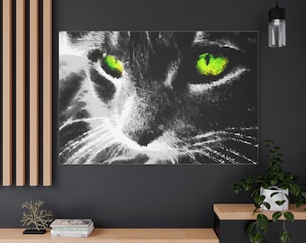 Lienzo con estampado de ojos de gato hipnóticos, decoración moderna para el hogar.