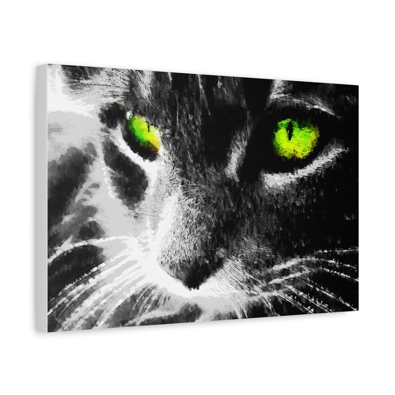Hypnotic Cat Eyes Canvas Print, Modern Home Decor image 3