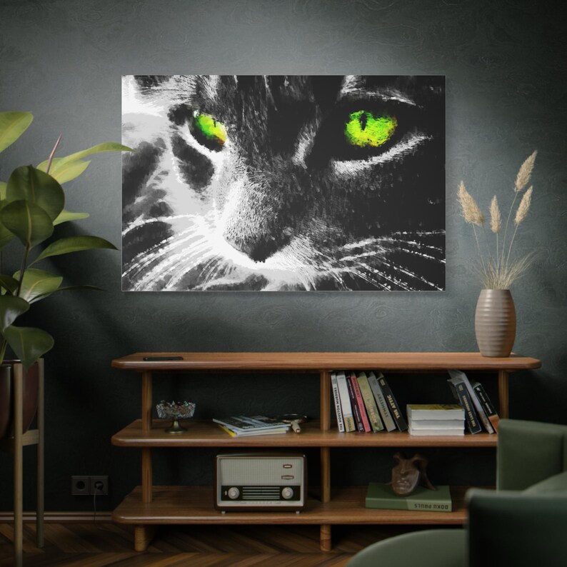Hypnotic Cat Eyes Canvas Print, Modern Home Decor image 9