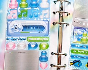 frutiger aero - sticker sheet  | frutiger aero deco | kpop deco stickers | futuristic stickers