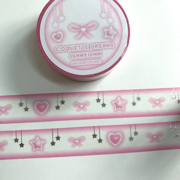 Washi Tape - Coquette Dreams | decorative tape -  Cute, Pink, Kpop, Scrapbooking, kawaii washi, cute stationary, kawaii stationery, bows