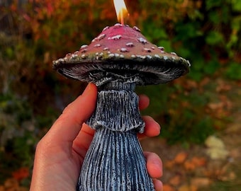 Amanita Mushroom Beeswax Candle: Handmade Oregon Honey Scent