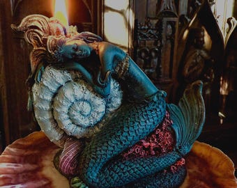 Handmade Mermaid Beeswax Candle: Siren Ocean Decor