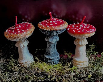 Amanita Mushroom Candle: Beeswax Cottagecore Decor