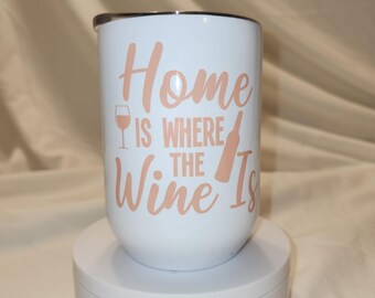 12oz Stainless Steel Wine Tumbler with Lid and Straw