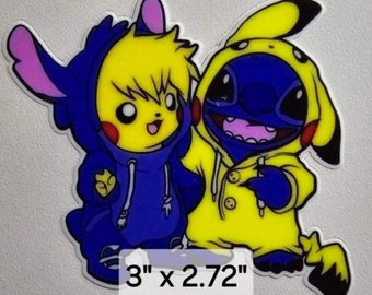 Pikachu and Stitch UV Sticker